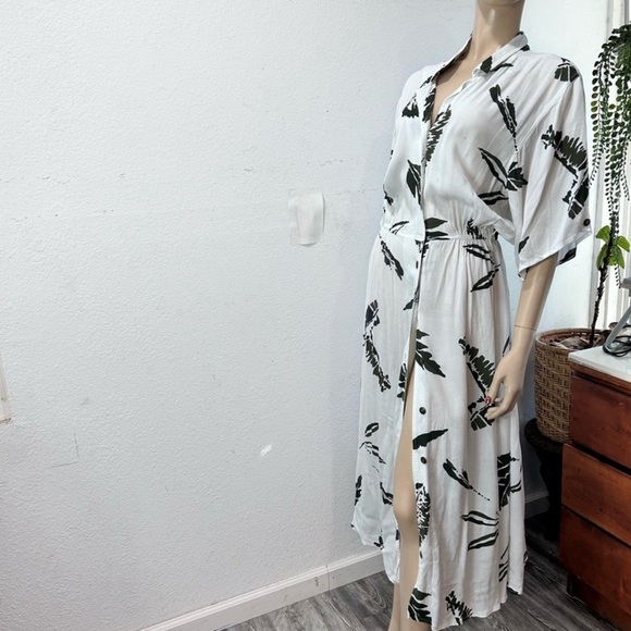 WARREN Z maxi button front leaf print dress size:14 - Picture 3 of 16